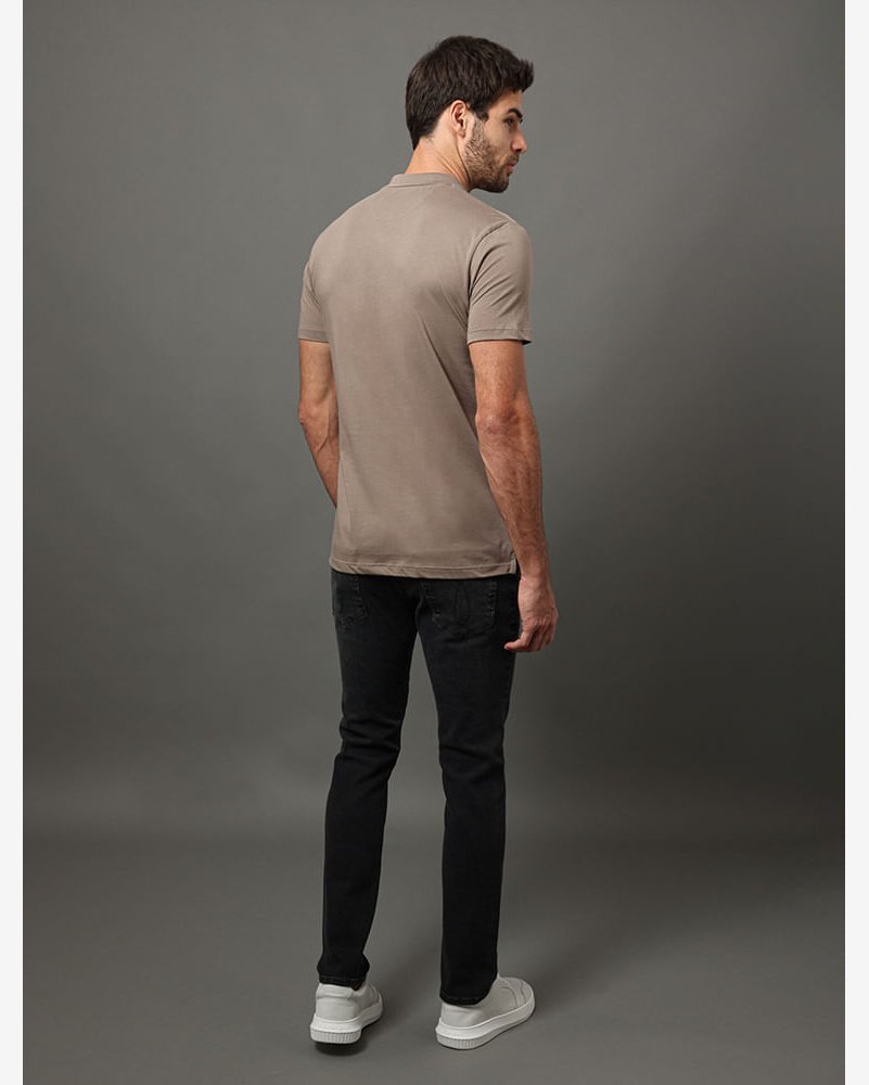 Polo Masculina Slim Pima Calvin Klein Jeans - Caqui Medio