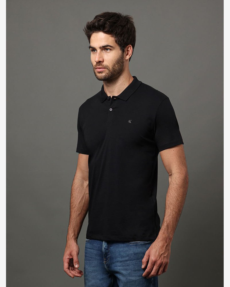 Polo Masculina Slim Pima Calvin Klein Jeans - Preto
