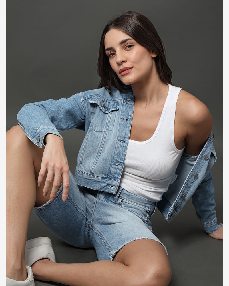 Jaqueta Jeans Feminina Trucker Calvin Klein Jeans - Azul Claro
