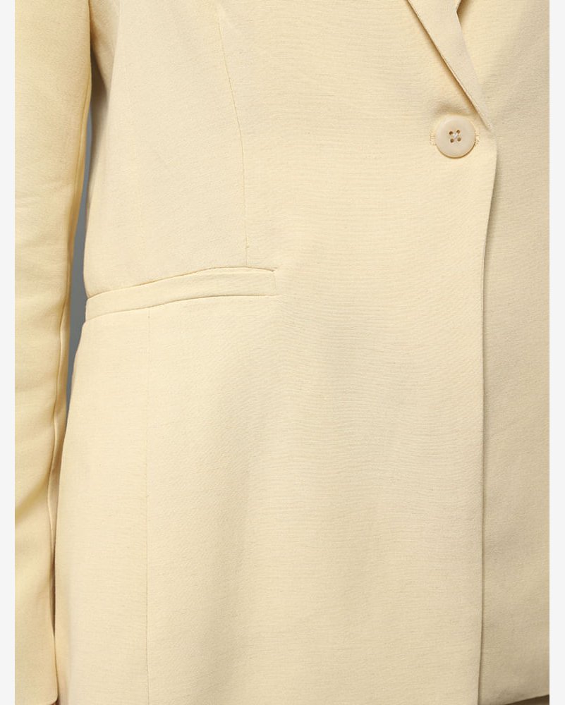 Blazer Feminino Linho Misto Calvin Klein - Amarelo Manteiga