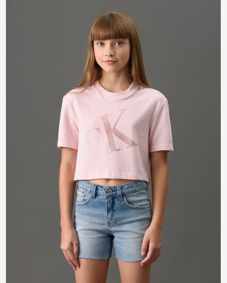 Riachuelo Camiseta Menina Foil Calvin Klein Jeans Rosa Claro