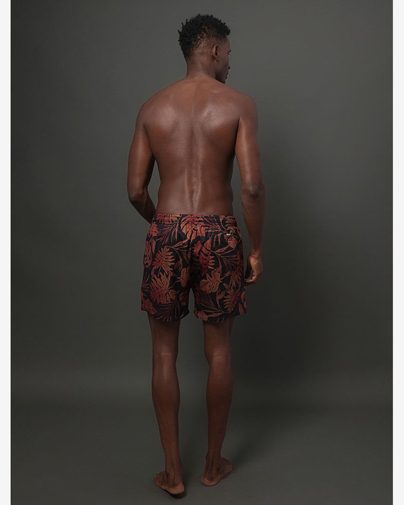 Shorts D'Água Masculino Elástico Folhas Calvin Klein Swimwear - Vermelho Escuro