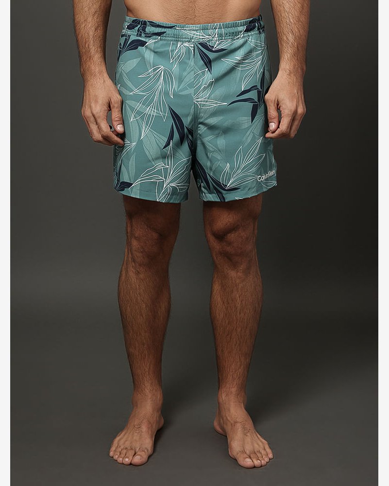 Shorts D'Água Masculino Dupla Face Hibiscus Calvin Klein Swimwear - Verde