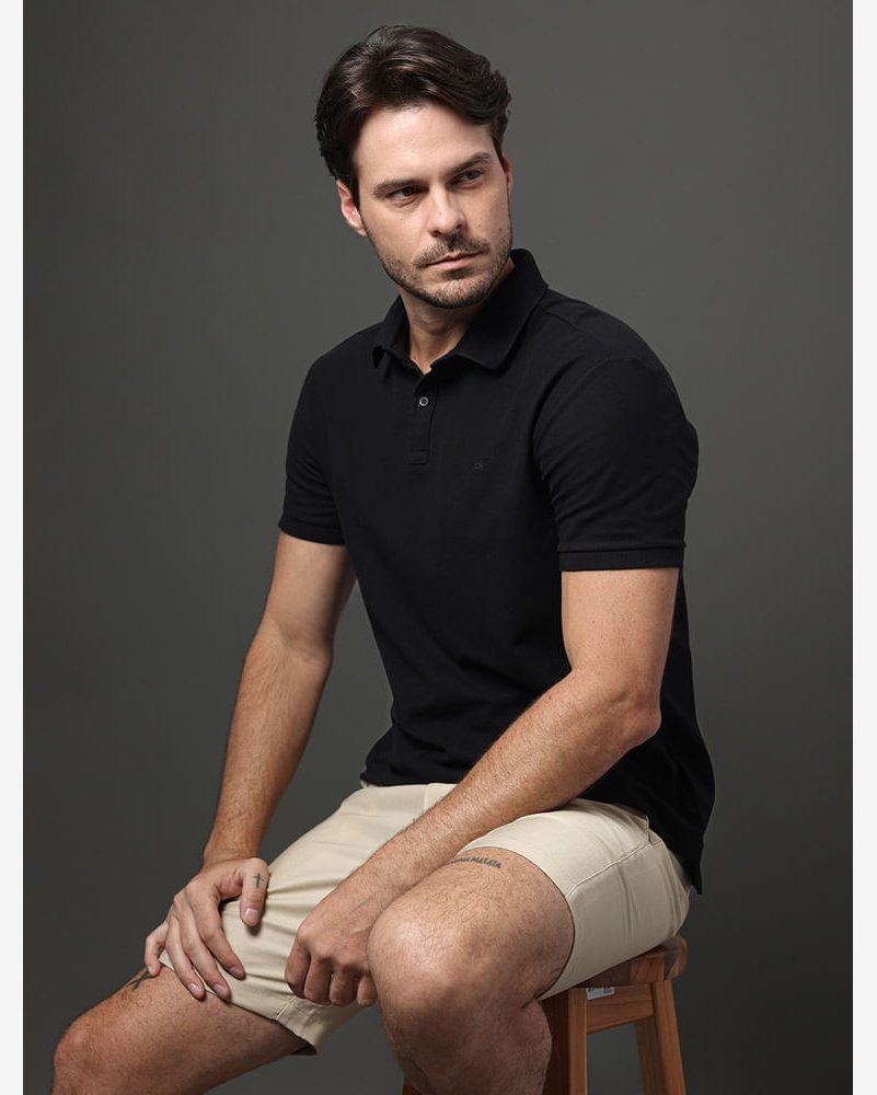 Polo Masculina Piquet Carmel Calvin Klein - Preto
