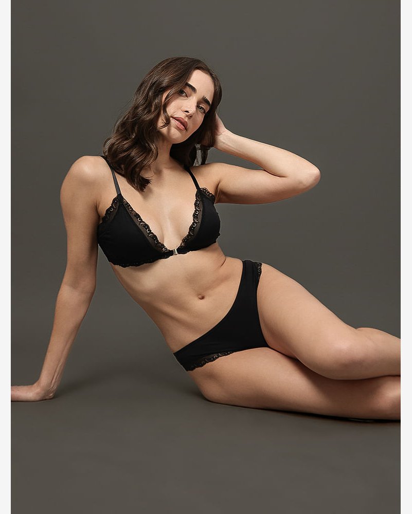 Calcinha Fio Dental Modal Lace Calvin Klein Underwear - Preto
