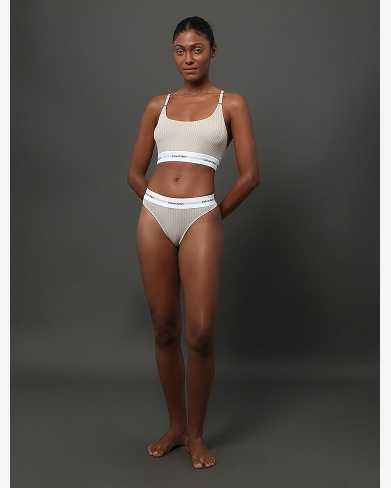 Calcinha Tanga Modal Ribana Modern Calvin Klein Underwear - Areia