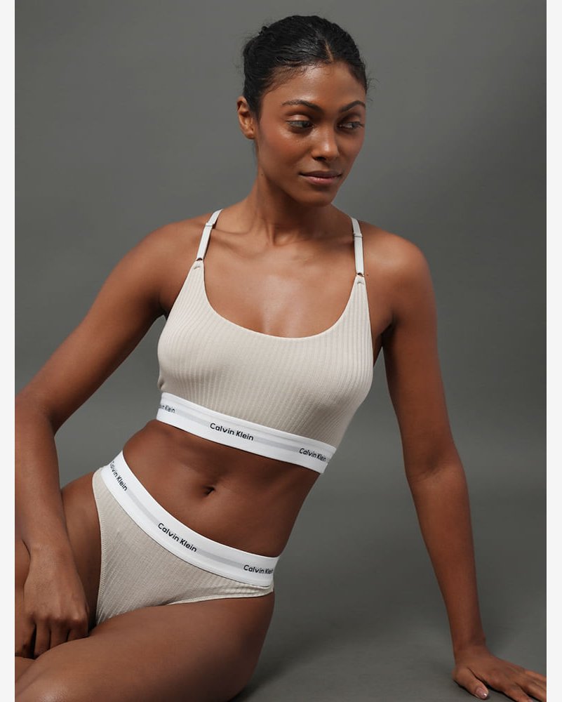 Calcinha Tanga Modal Ribana Modern Calvin Klein Underwear - Areia