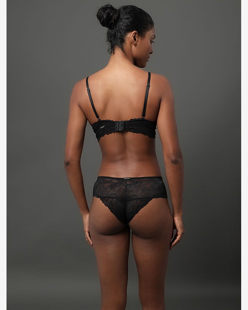 Calcinha Fio Dental Bridal Lace Calvin Klein Underwear - Preto