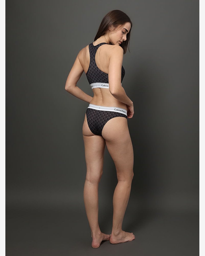 Calcinha Tanga Estampada Modern Cotton Calvin Klein Underwear - Preto