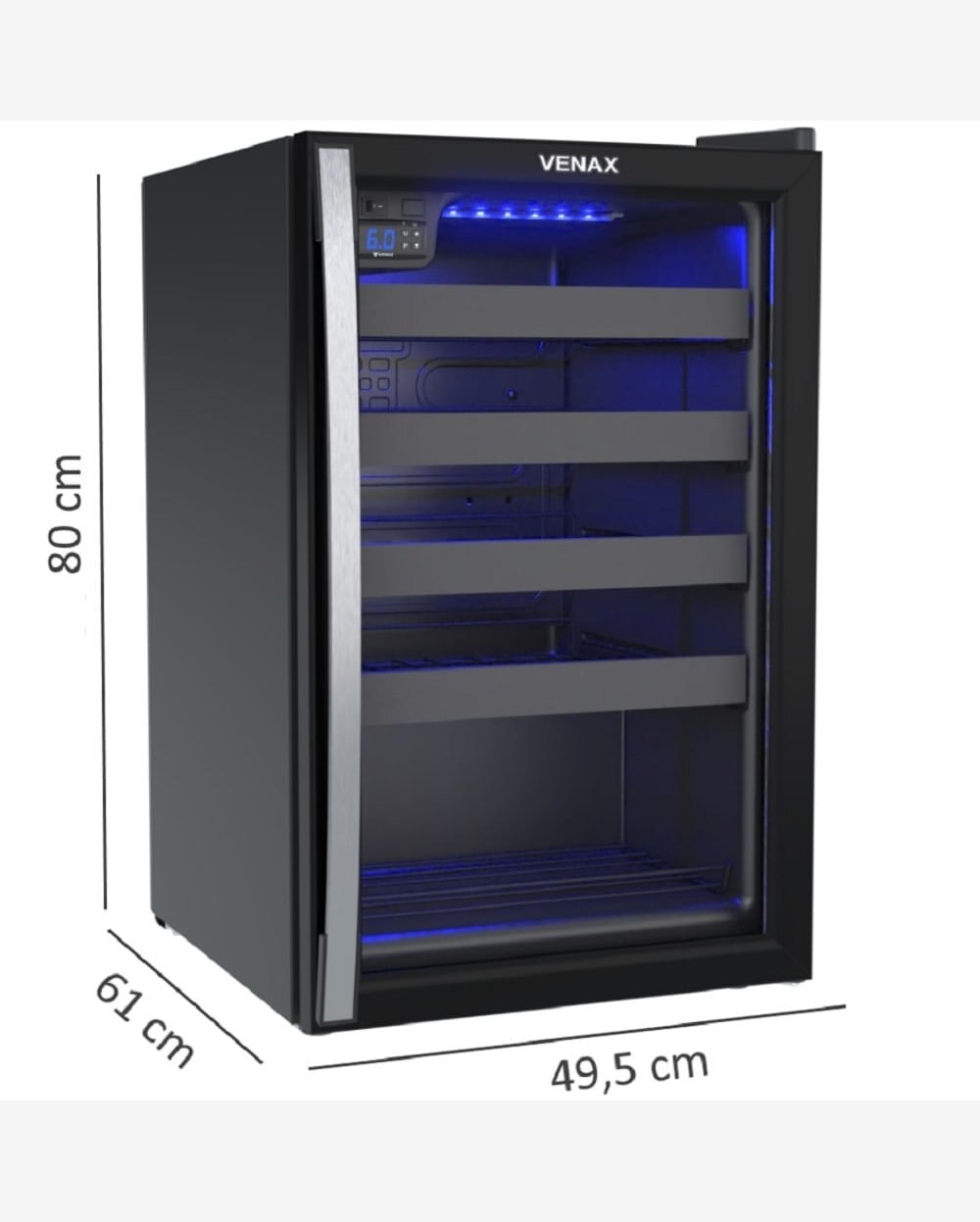 Adega Venax Piubella 24 Garrafas 100L  Abertura Para Direita Preta 110V 7831