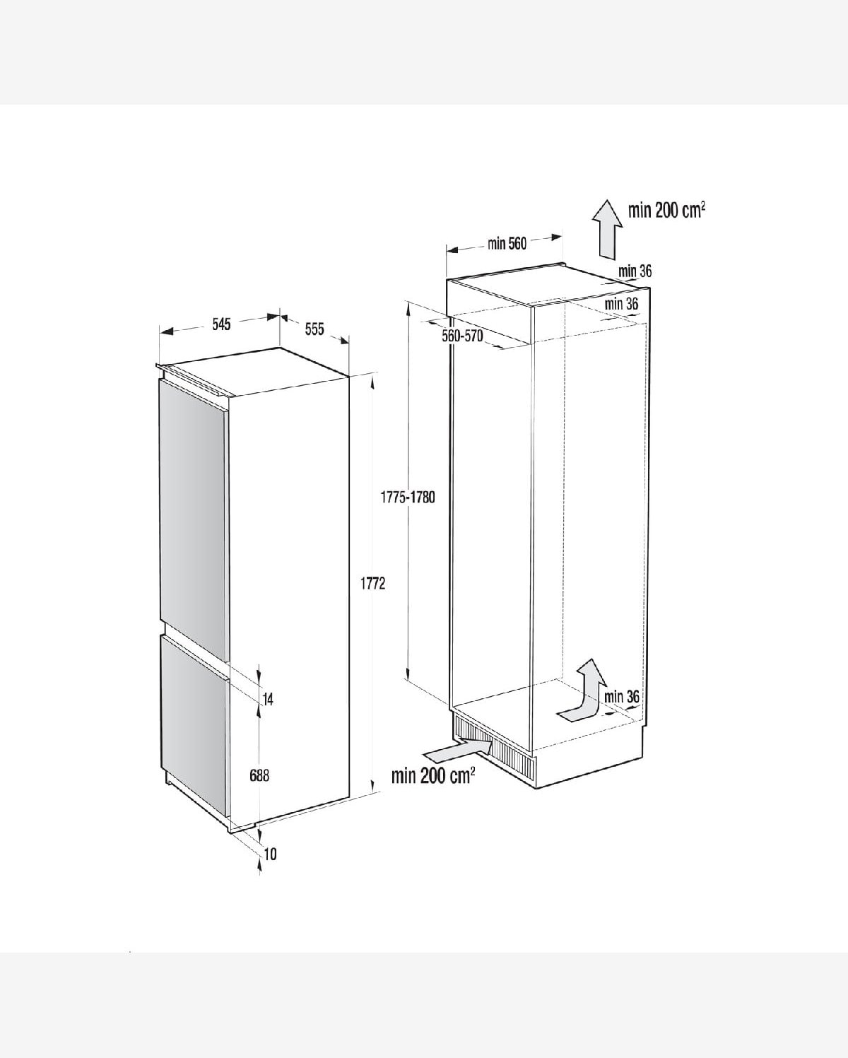 Geladeira Gorenje de Embutir 2 Portas 269L 220V NRKI5182A2