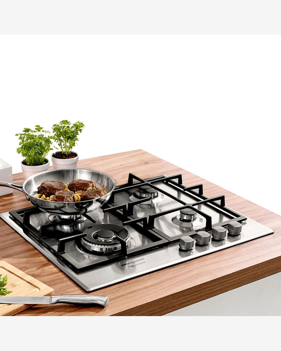 Cooktop a Gás Brastemp Gourmand 60Cm 4Q Inox 220V BDK60DRBNA