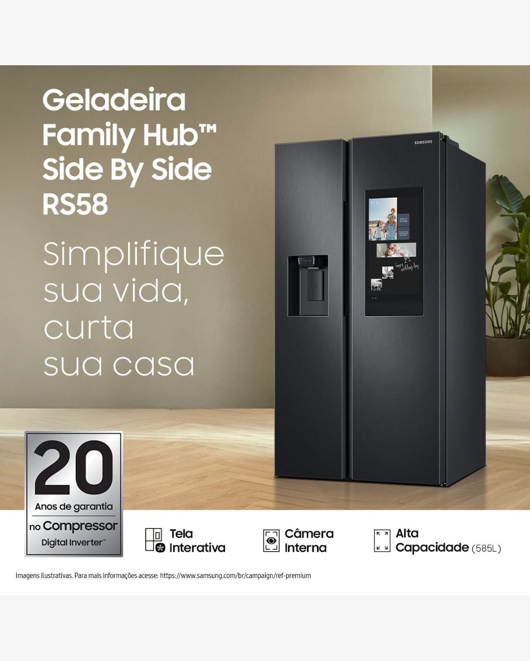 Geladeira Samsung Side By Side 585L Preta Premium 110V RS58T5561B1/AZ