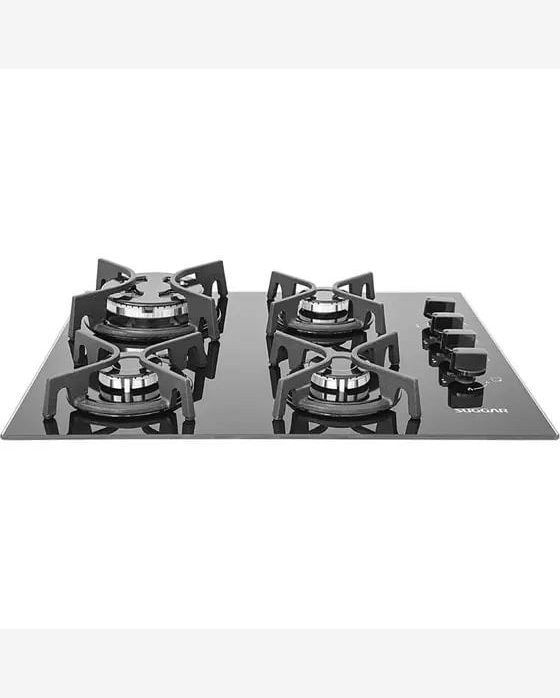 Cooktop a Gás Suggar 4Q Trich Ferro Fundido Vidro Preto Bivolt FG4404FVP