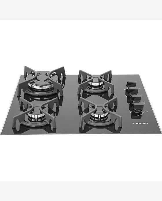 Cooktop a Gás Suggar 4Q Trich Ferro Fundido Vidro Preto Bivolt FG4404FVP