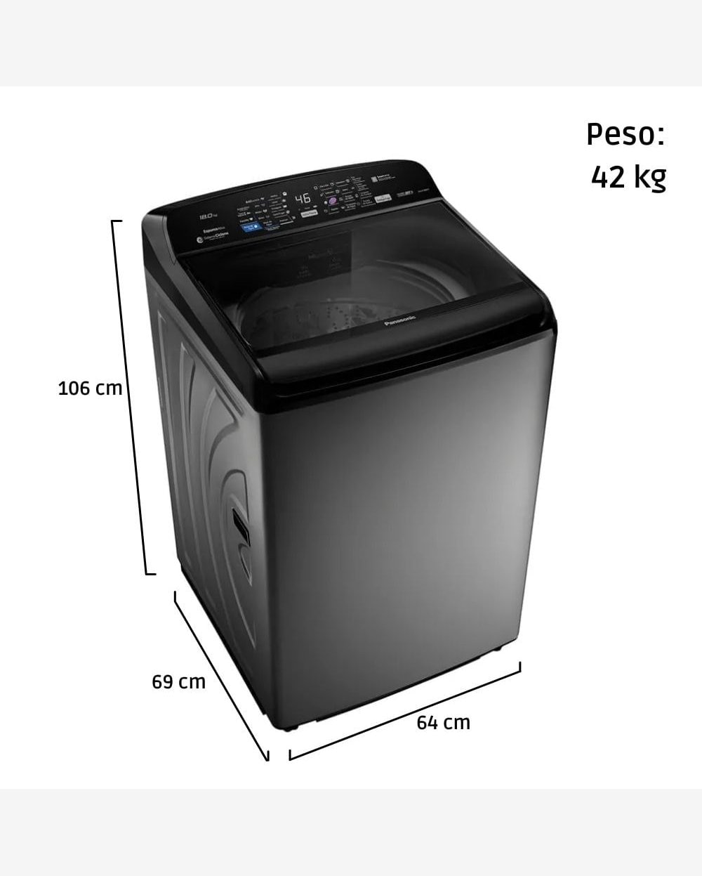 Lavadora Panasonic 18kg Cinza com Tecnologia Antibacteria 110V NA-F180P7TA