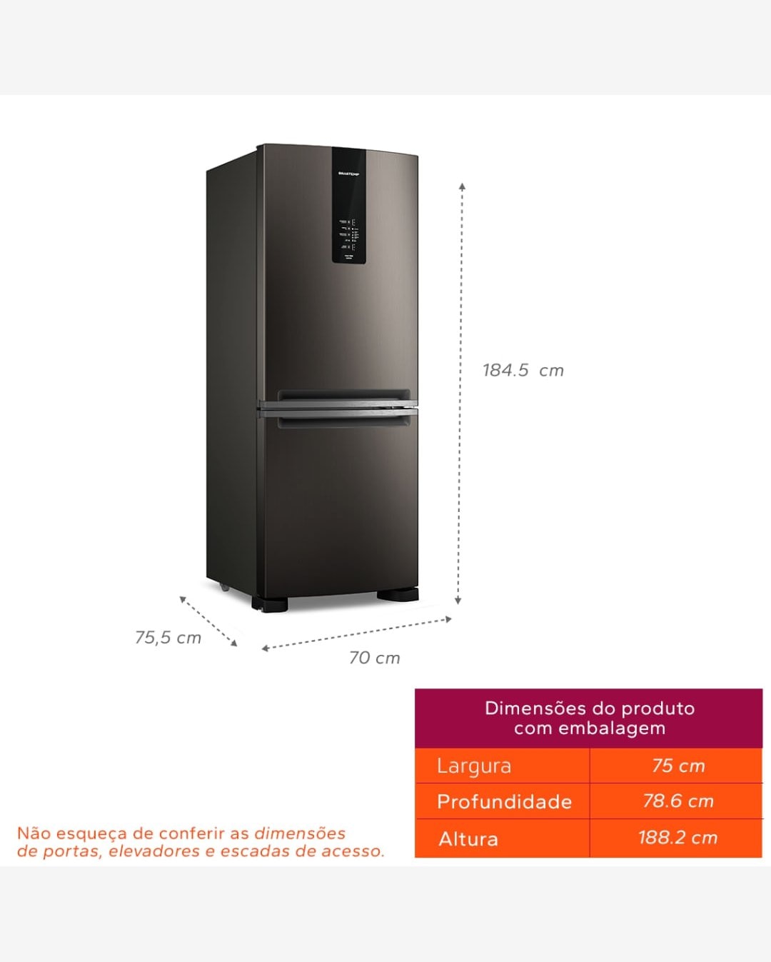 Geladeira Brastemp Eclipse Duplex Smart Flow 447L Inverse Preta 110V BRE57FEANA