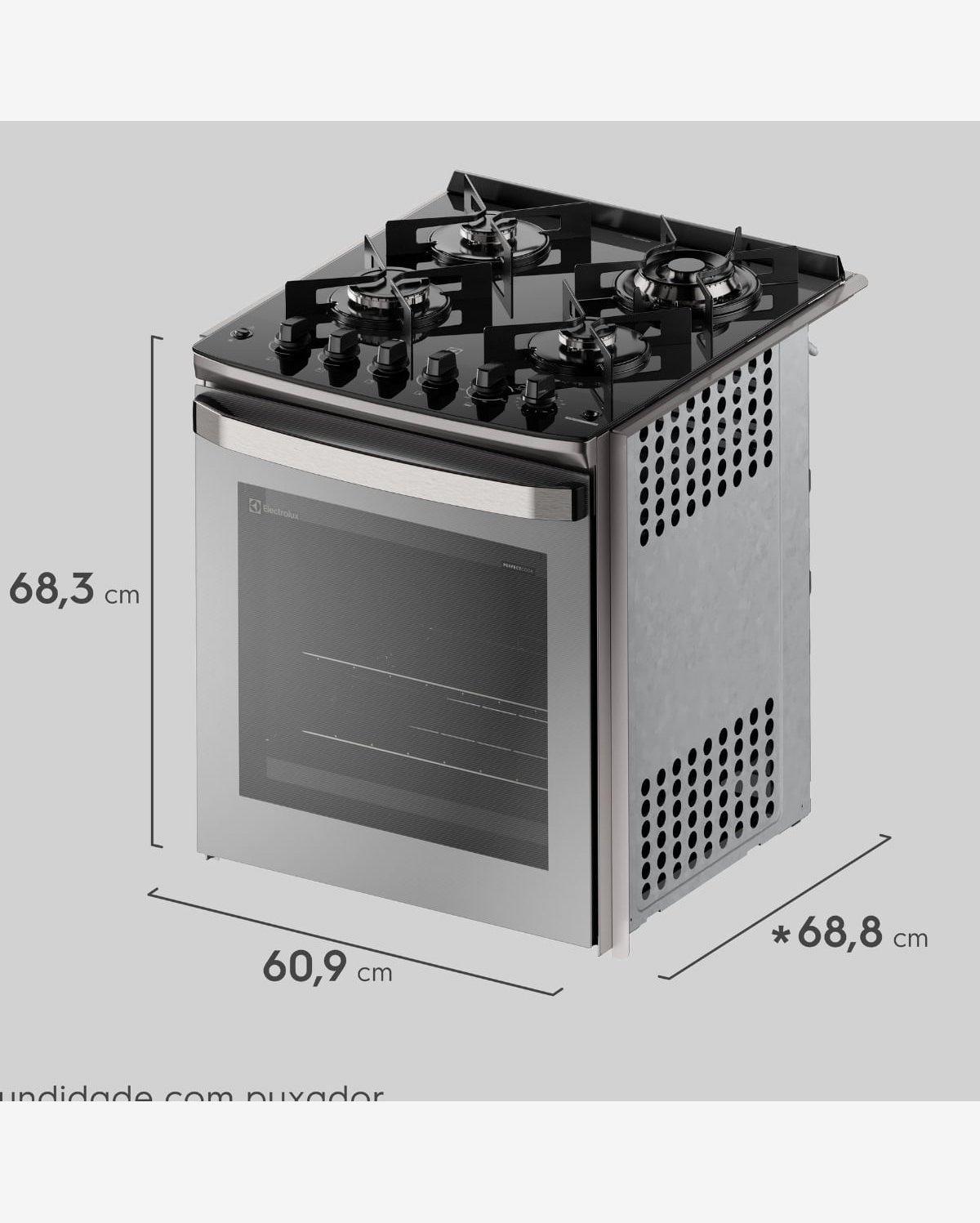 Fogão de Embutir Electrolux FE4EC PerfectCook360 Vaporbake 4Q Cinza 110V 33041FBA185