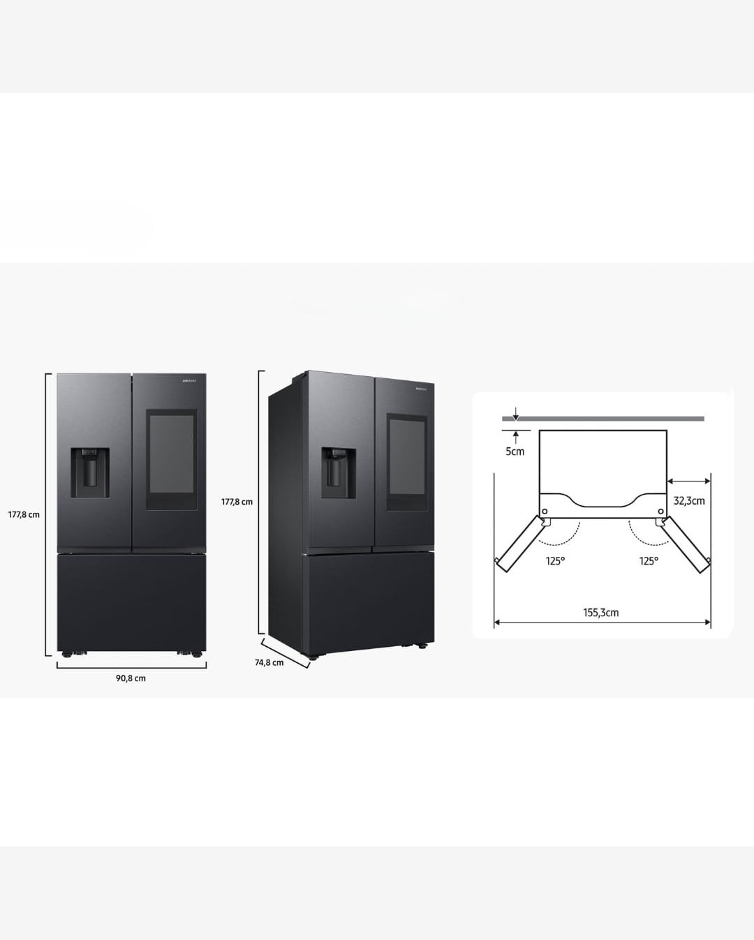 Geladeira Samsung French Door Family Hub RF27 564L Preto 110V RF27CG5910B1AZ