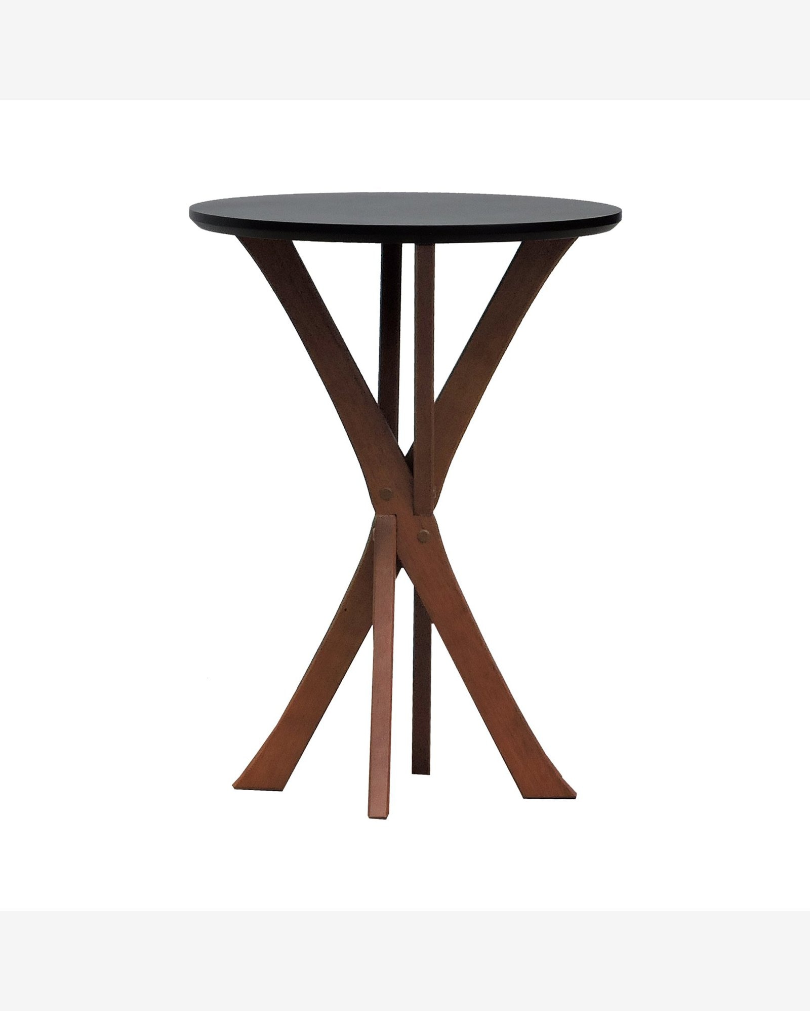 Mesa Lateral Tiê Tampo Redondo Ø42 - Amêndoa/Preto