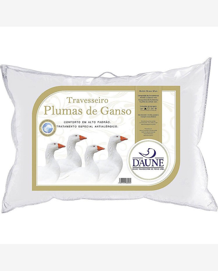 Riachuelo Travesseiro 100% Pluma de Ganso 50cm x 70cm Daune