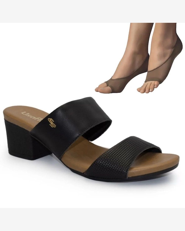 Riachuelo Kit Tamanco Usaflex Salto Bloco Feminino Pares de