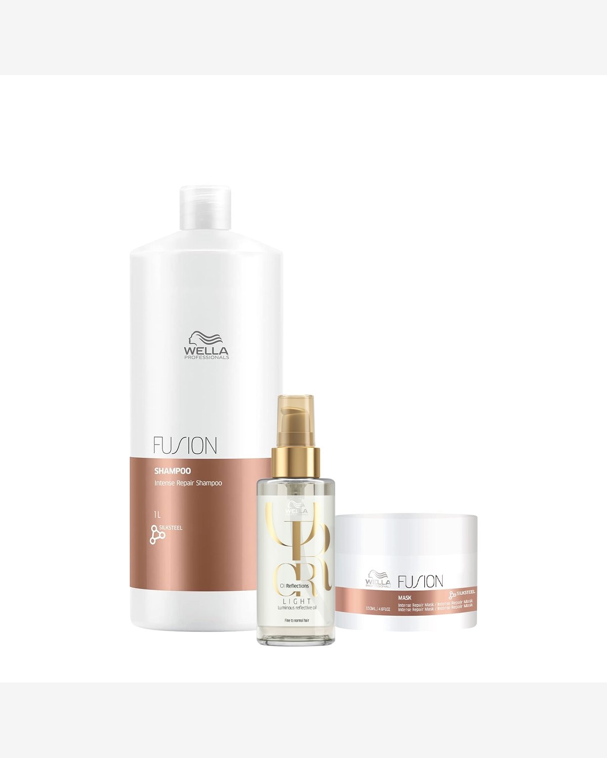 Kit Wella Professionals Fusion Reflections Shampoo Máscara Oil Light (3 produtos)