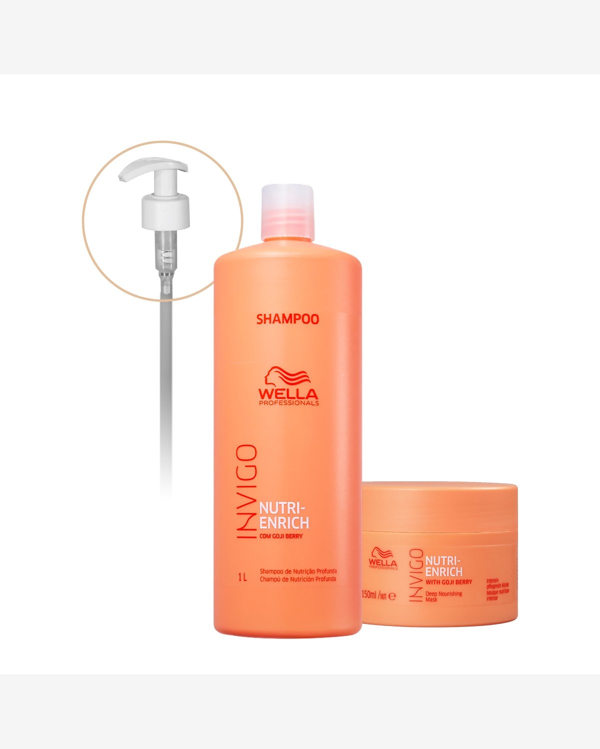 Kit Wella Professionals Nutri-Enrich Shampoo Máscara 150 Válvula Pump (3 produtos)