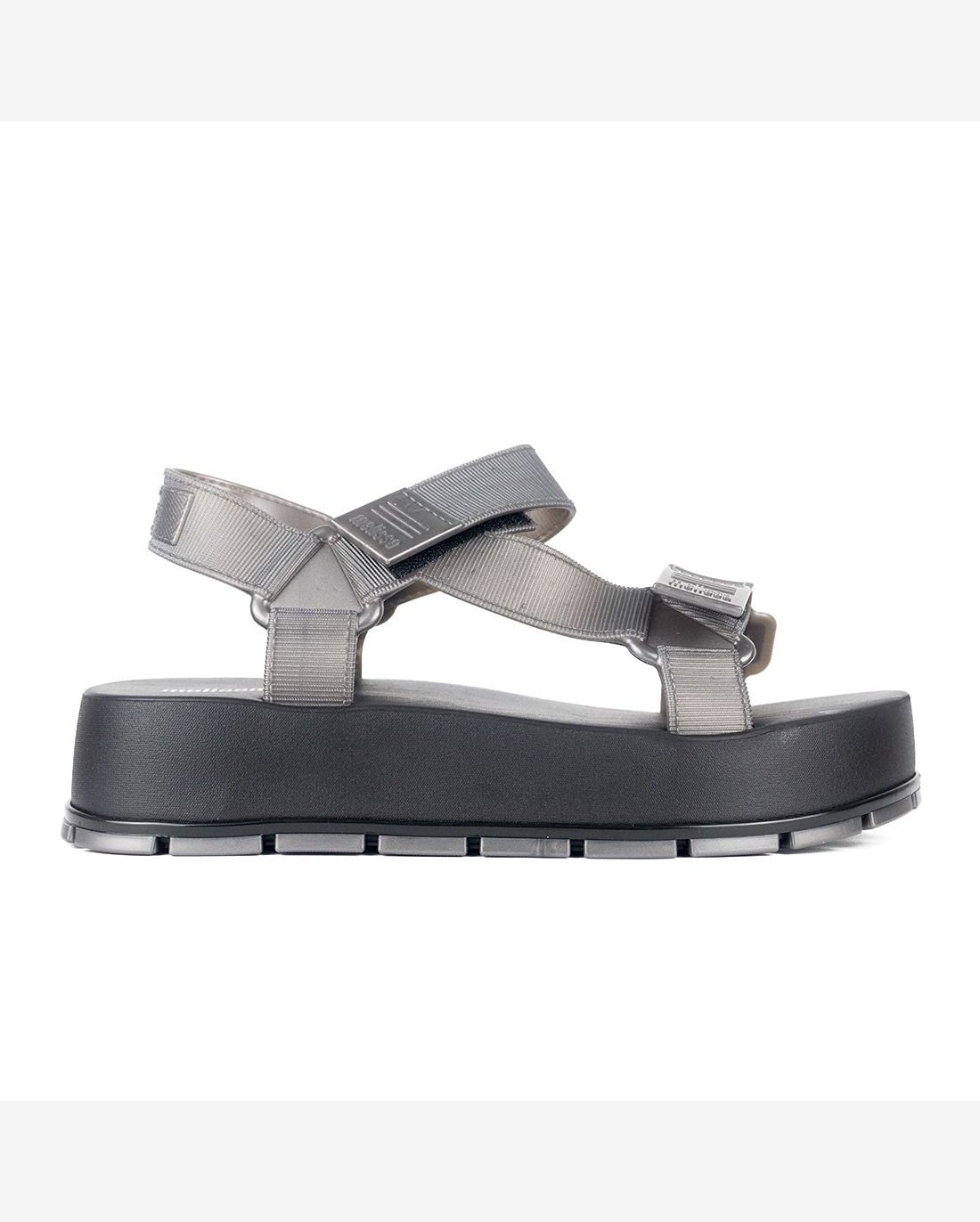 Sandalia Melissa Flowing Platform Cinza Preto