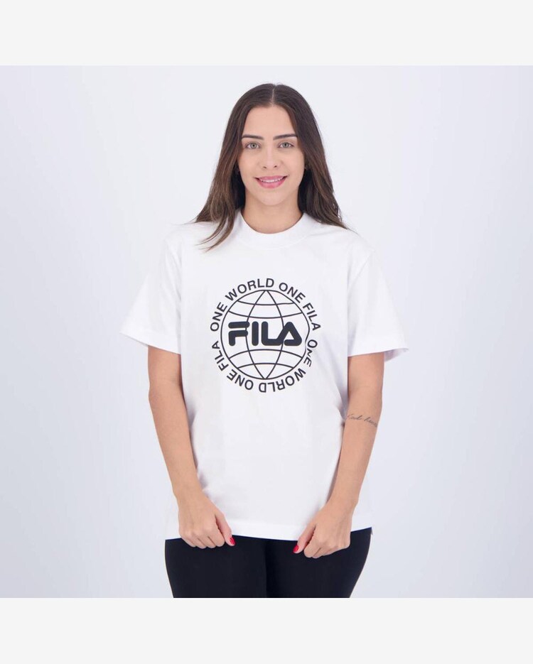 Riachuelo Camiseta Fila One World Feminina Branca