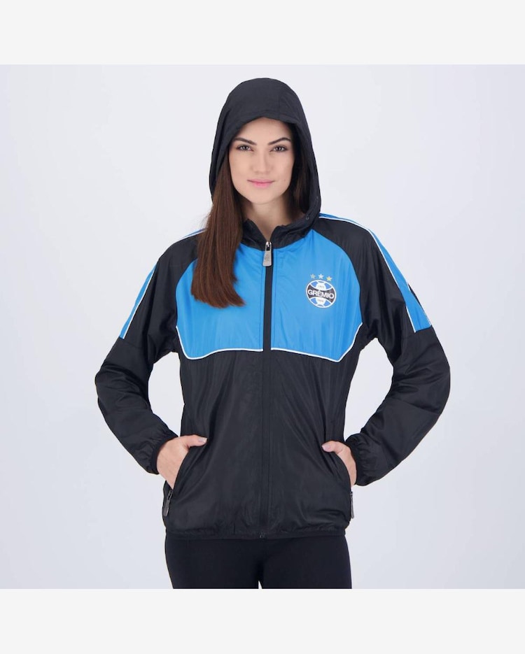Riachuelo Jaqueta Grêmio Corta Vento Cutts Feminina Preta e