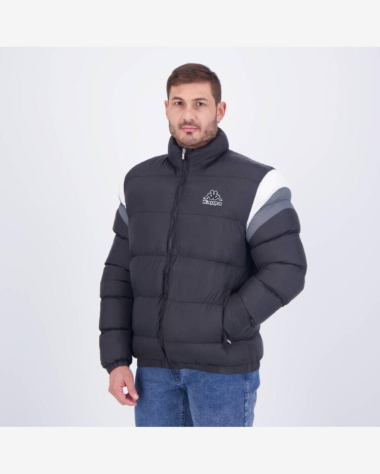 Jaqueta Kappa Padding Sport Preta e Branca Riachuelo