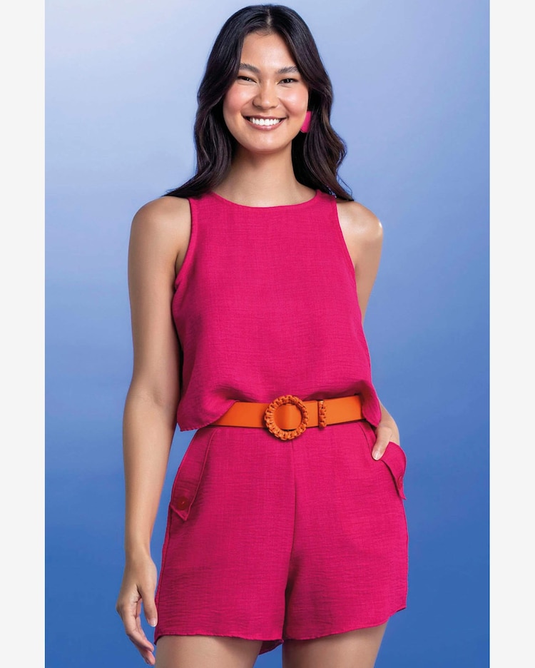 Conjunto Feminino Alfaiataria Marialícia Rosa Escuro