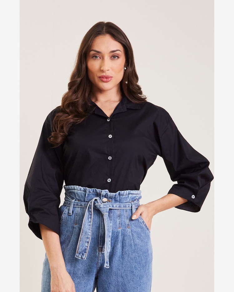 Riachuelo Camisa Feminina Social Marialícia Preto