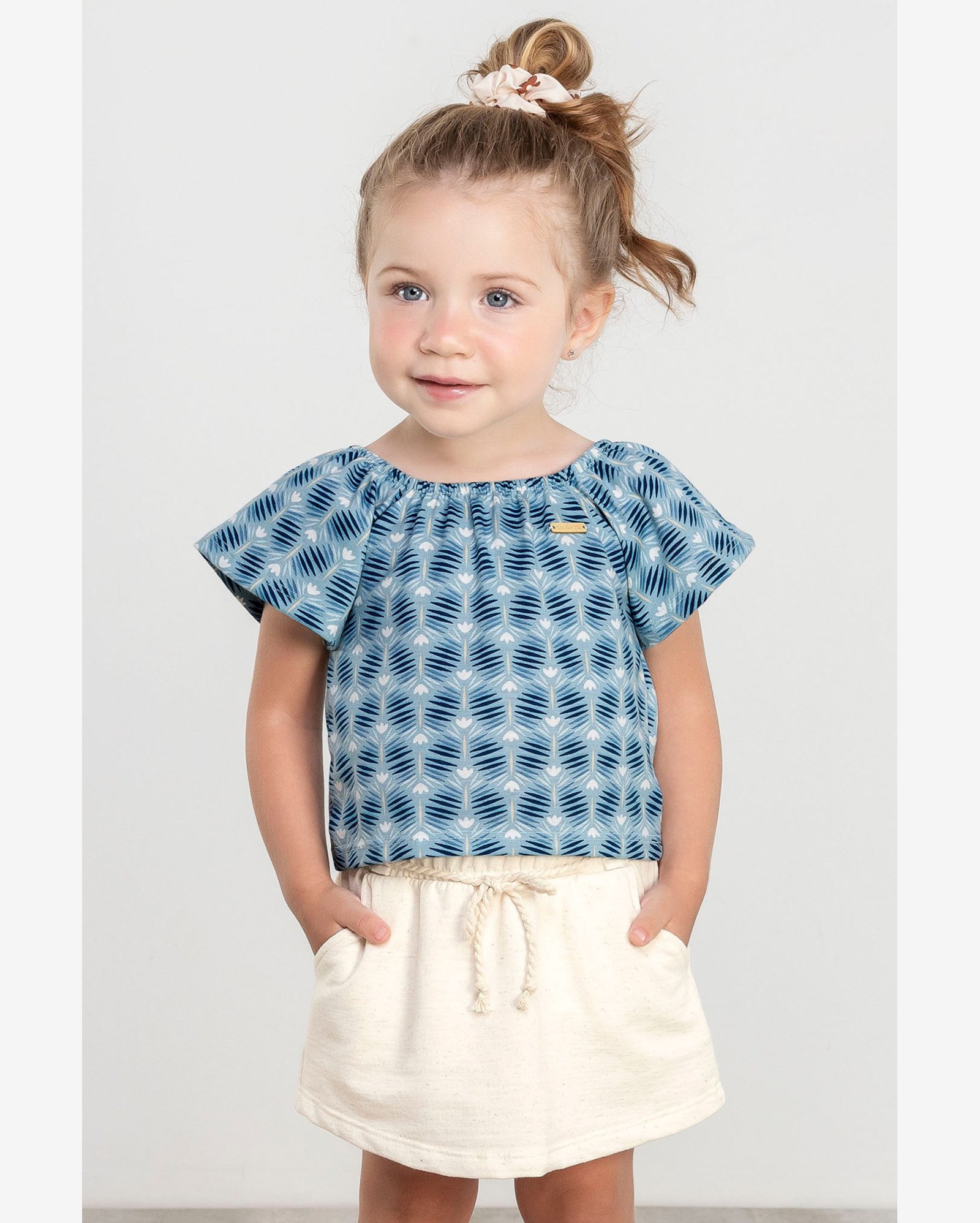 Riachuelo | Conjunto Infantil Menina com Short Colorittá Saia Azul