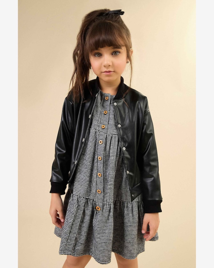 Vestido Infantil Menina Xadrez com Botões Colorittá Preto Preto Riachuelo
