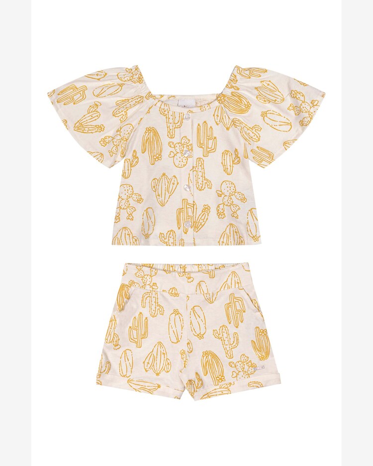 Riachuelo Conjunto Infantil Menina Cactos Elian Amarelo