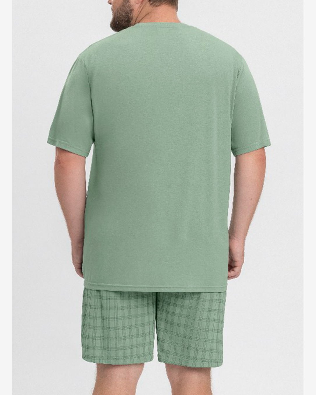 Pijama Curto Mensageiro Dos Sonhos 0132170M Masculino Plus Size Xadrez Meia Malha T. EG