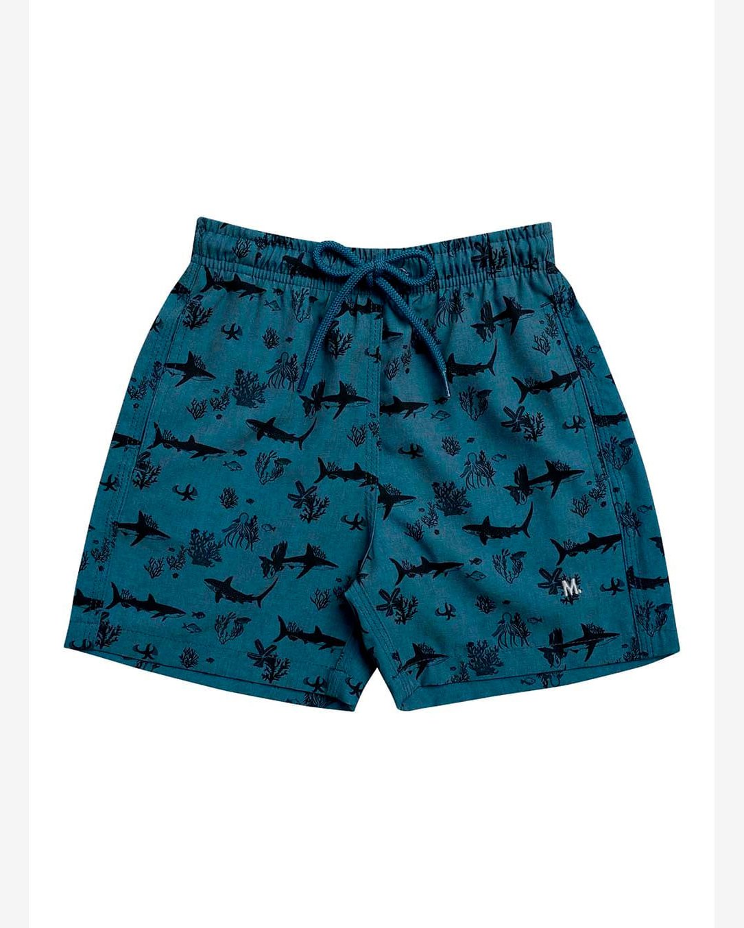 Shorts Praia Mash 619.76 Infantil Ocean Animals Com Bolsos Poliéster T. P/GG