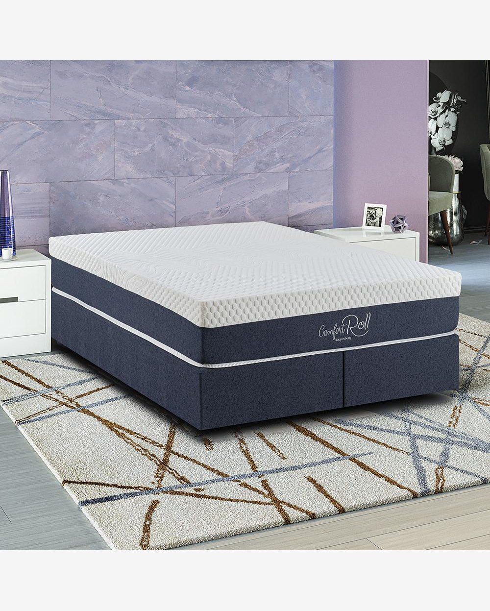 Base Sommier Cama Box Queen Kappesberg Linho Jeans 158x198