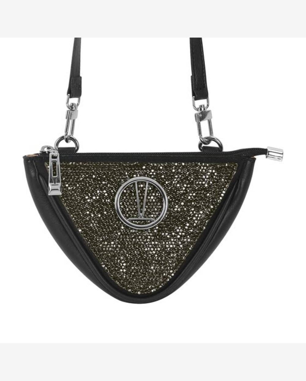 Bolsa Feminina Crossbody Strass Preto Vizzano 10058.1