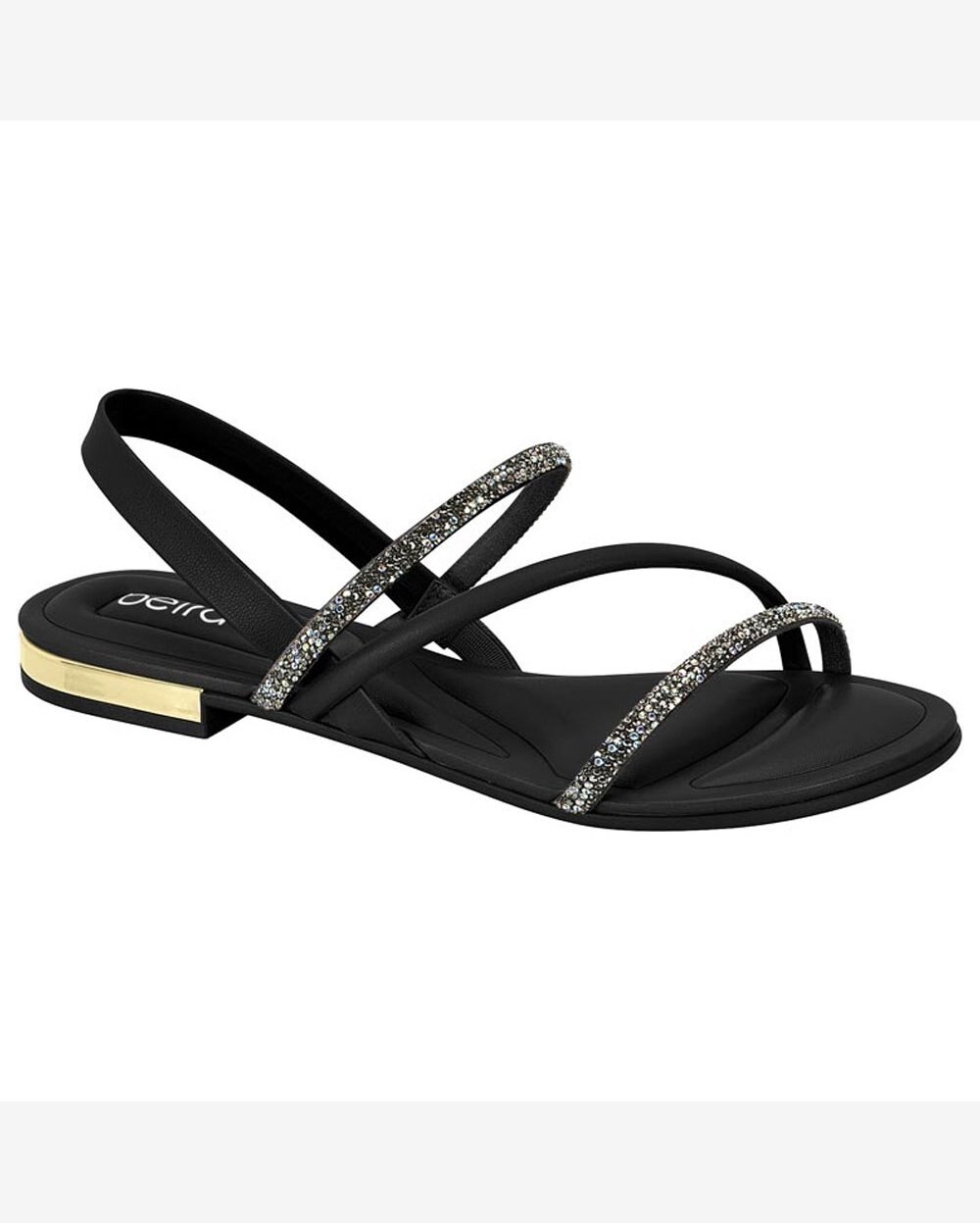 Sandália Rasteira Feminina Preto Aurora Boreal Beira Rio 8263.969