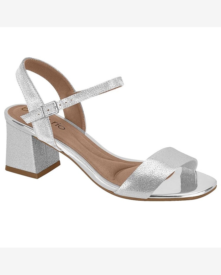 Riachuelo Sandália Feminina Salto Bloco Prata Beira Rio