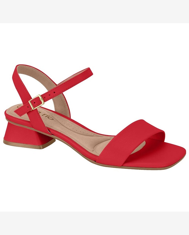Riachuelo Sandália Feminina Salto Bloco Vermelho Beira Rio
