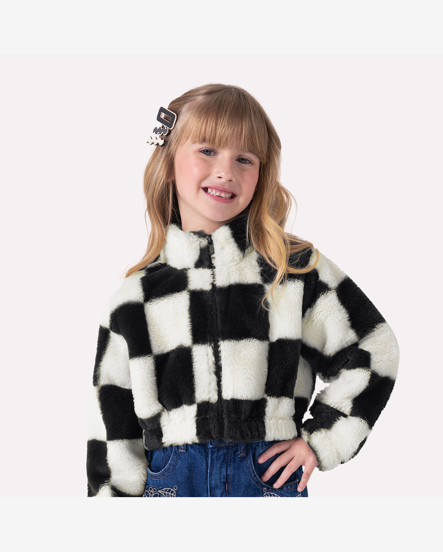 Jaqueta Infantil Menina Quadriculada Nanai