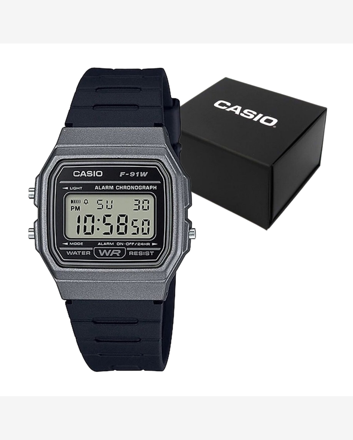 Relógio Masculino Casio Vintage Preto À Prova D'Água 30M F-91Wm-1Bdf