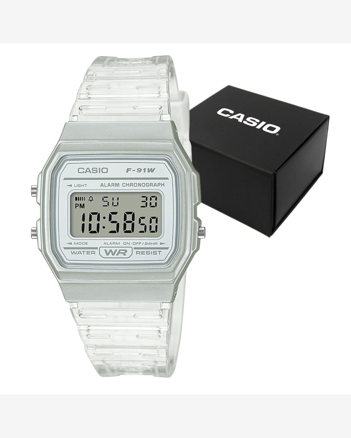 Relógio Feminino Casio Standard Translúcida À Prova D'Água 30M F-91Ws-7Df-Sc