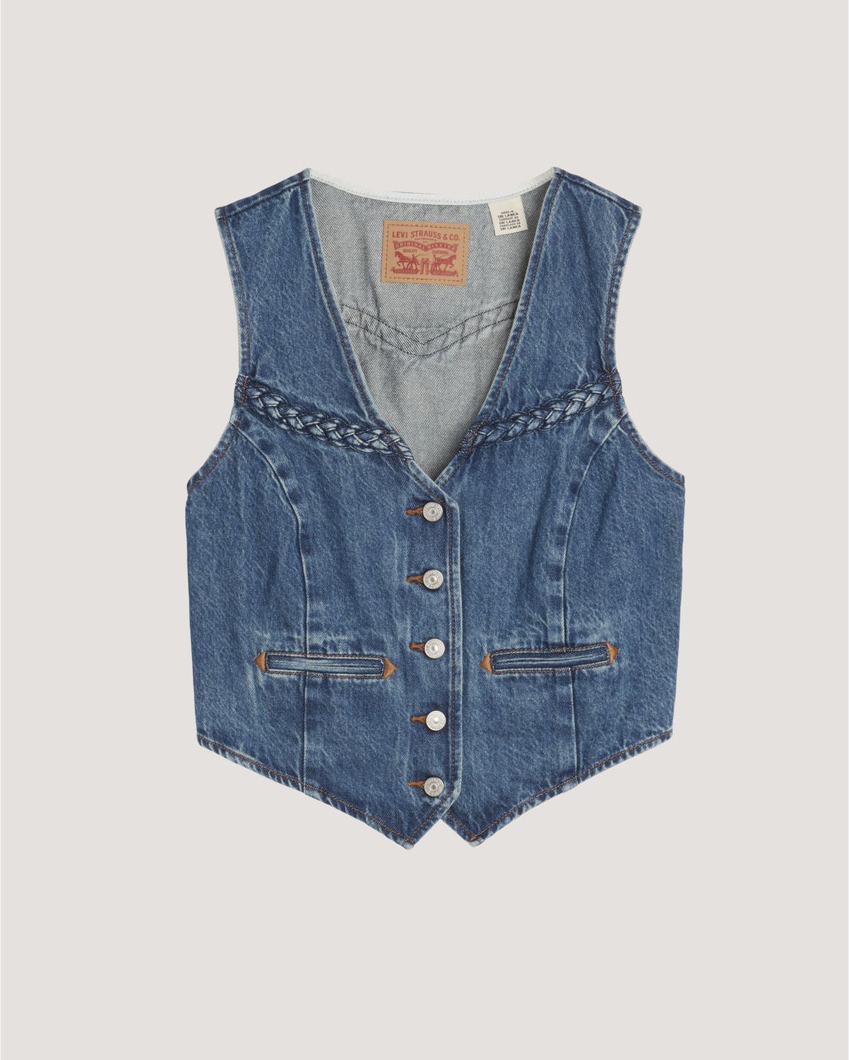 Colete Jeans Levi's® Braided Lavagem Média