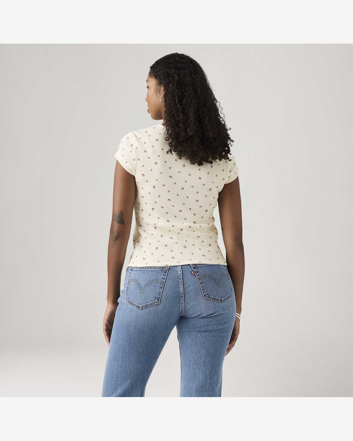 Camiseta Levi's® Dry Goods Waffle Off White Manga Curta