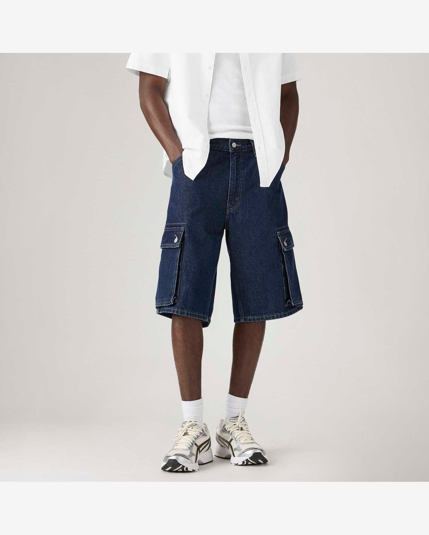 Bermuda Jeans Levi's® 478® Baggy Cargo Lavagem Clara